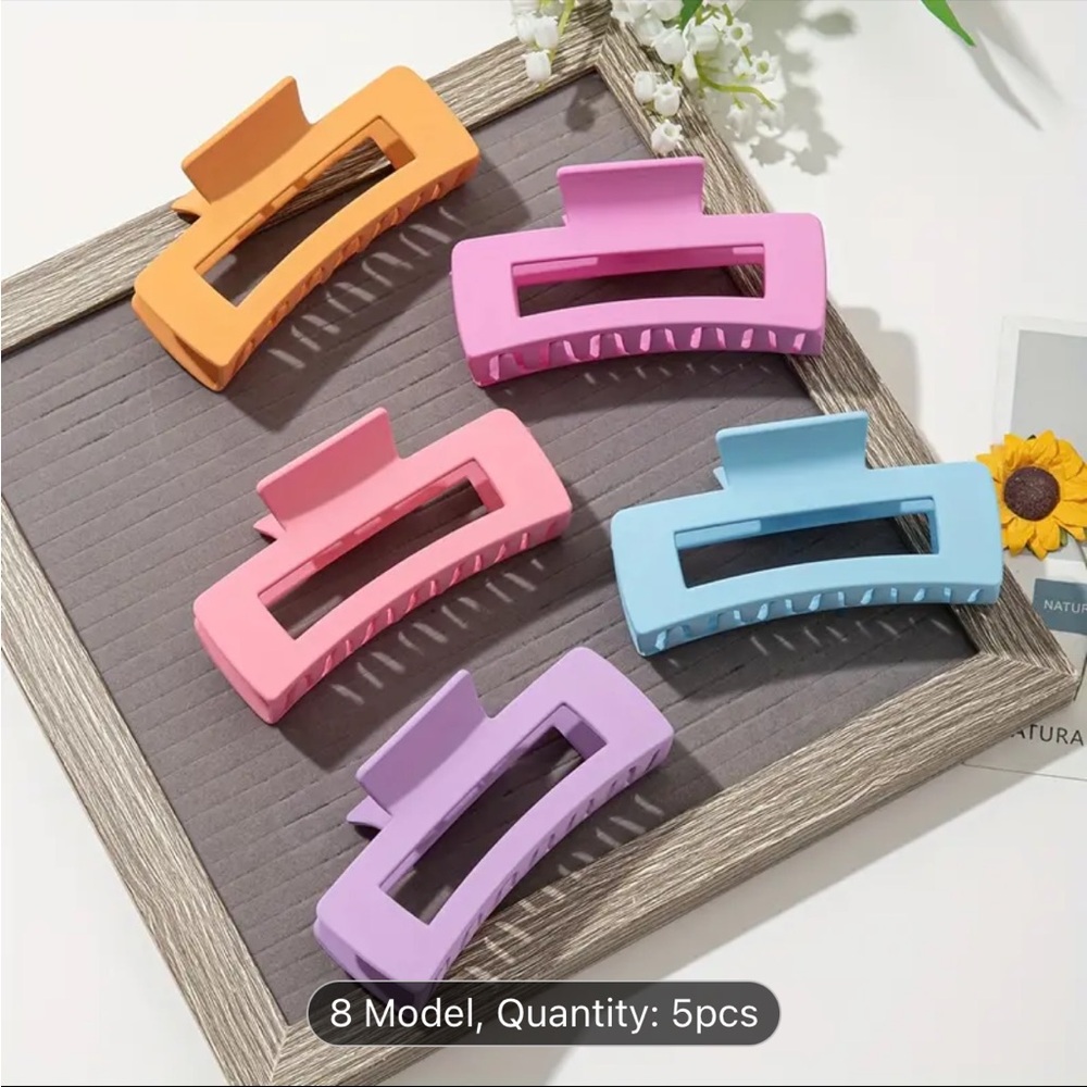 Colorful Hair Claw Clips - 5 Pack